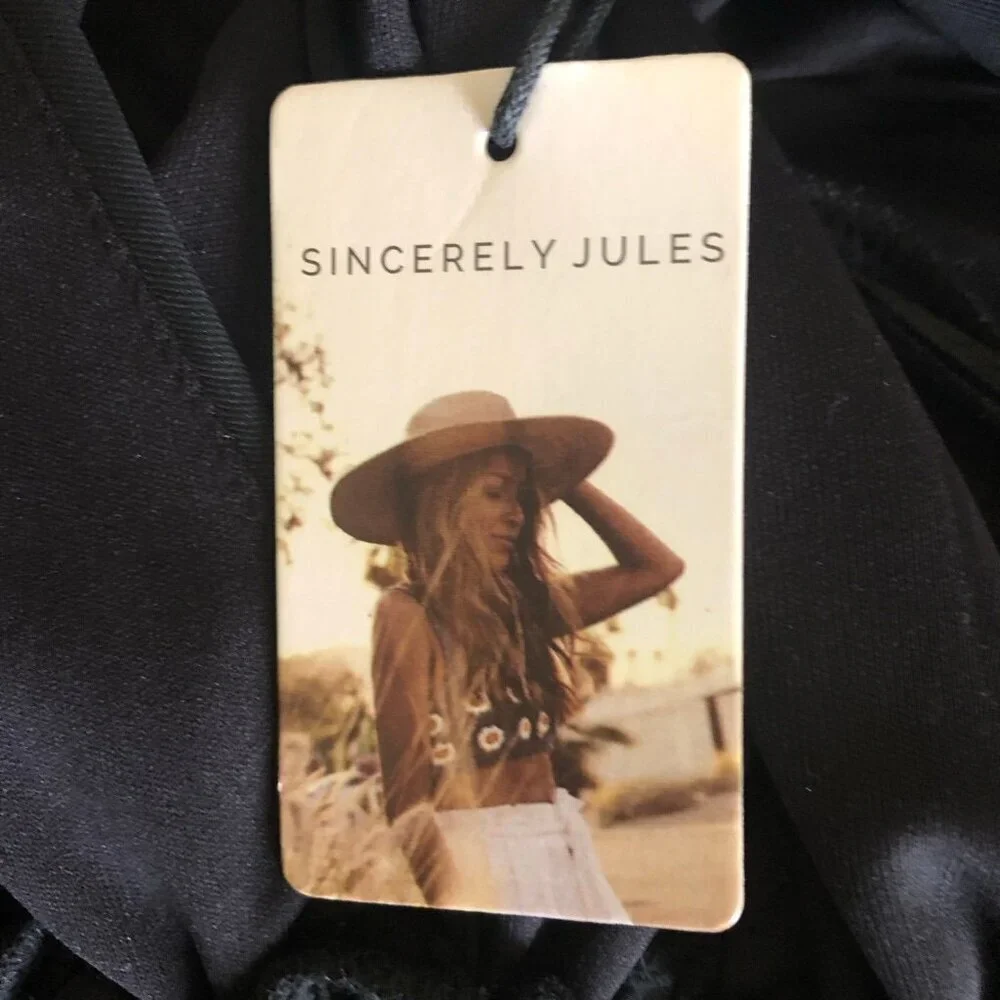Sincerely Jules Black Jumpsuit Wide Leg Wrap Sleeveless Medium - Picture 14 of 14